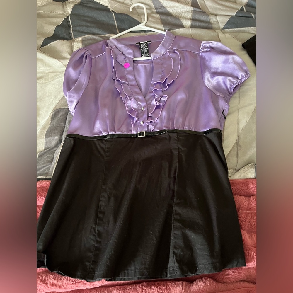 Purple and Black Ruffled blouse